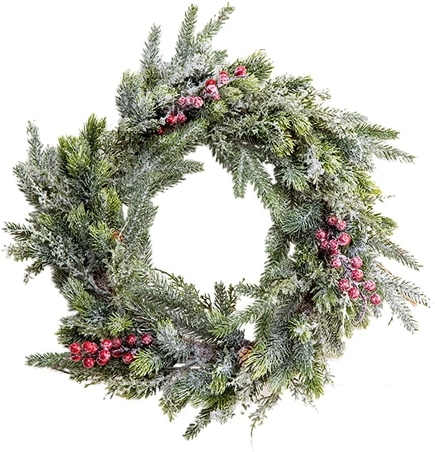Couronne de Noël en rotin avec baies décoratives pour salon et vitrine