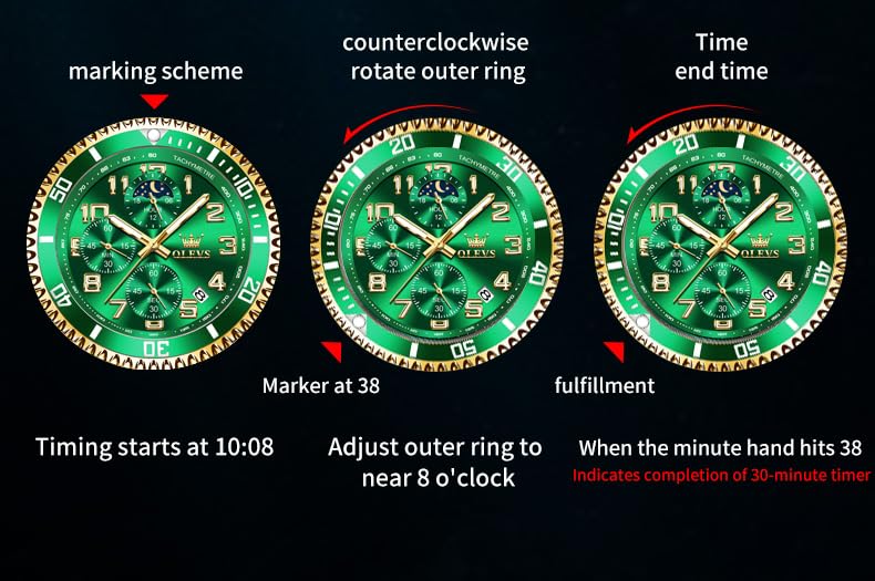 Image of OLEVS Watches for Men Stainless Steel Dress Men Watch with Date Big Face Chronograph Waterproof Luxury Fashion Watch Blue /Black /Gold /Green /Silver Face Relojes para Hombres