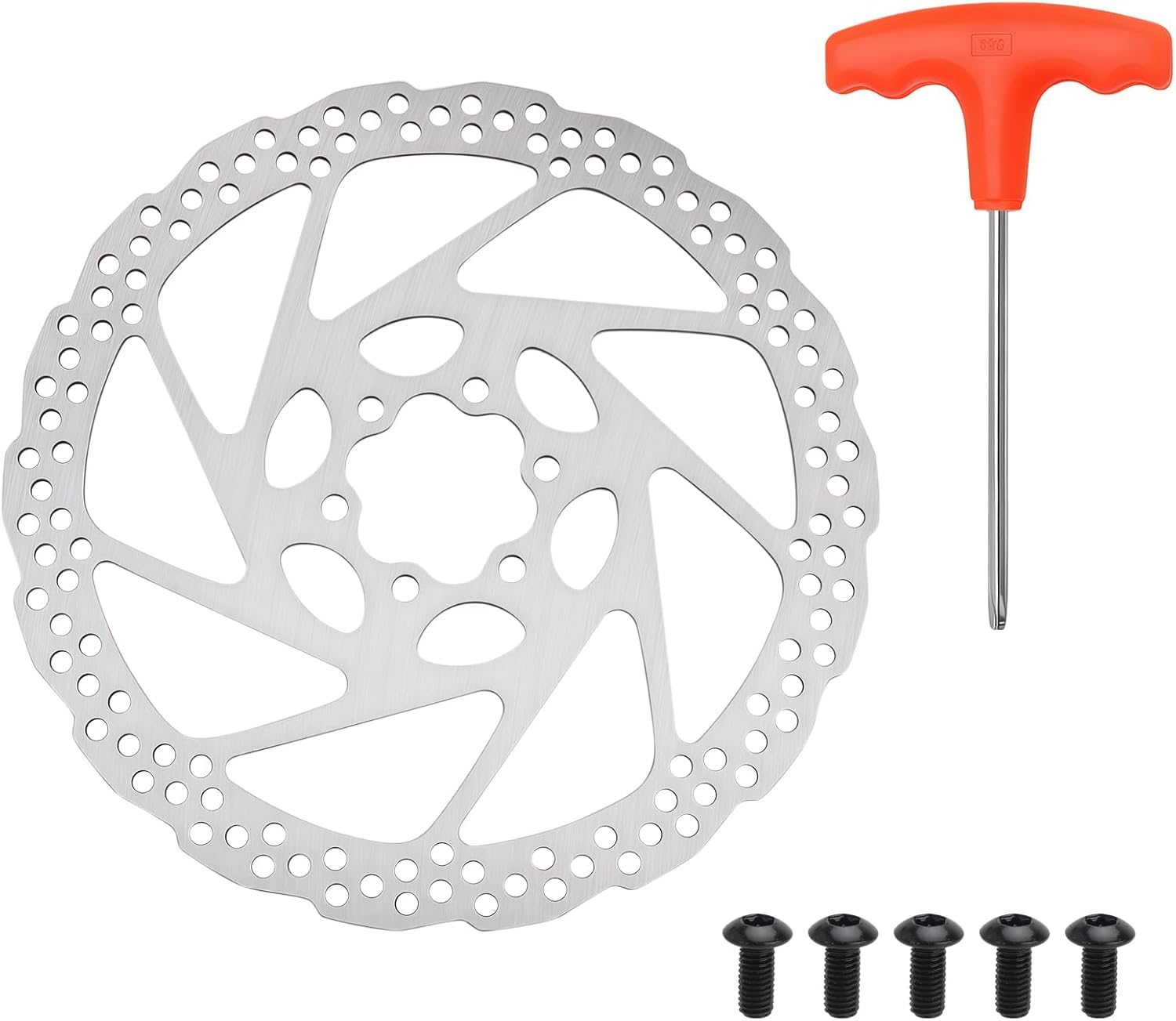 Fahrrad Bremsscheibe Set 180mm RT56 CNC Scheibenbremse Edelstahl Disc Brake mit 6 Loch & T25 Schrauben & Schlüssel Fahrrad Bremsscheiben kompatibel 