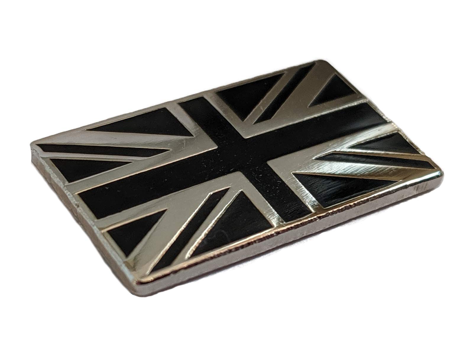 Black and Silver Union Jack Flag Lapel Pin Badge - Hard Enamel