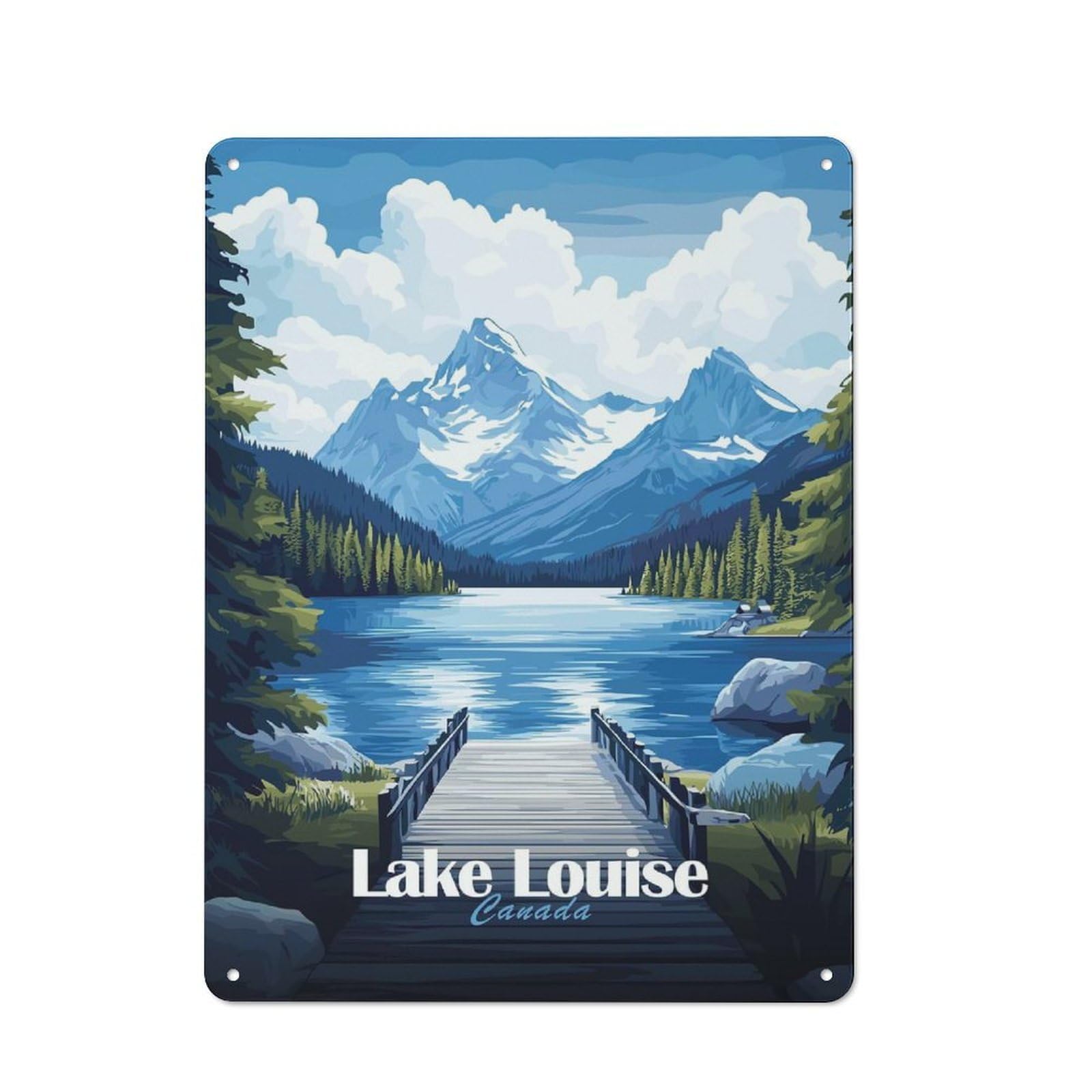 Junmoney Style-16 Tin Wall Plaque 40X30cm With Lake Louise Canada For Hallway Wall, Suited To Wall Displays In Hallways And Entrance Areas