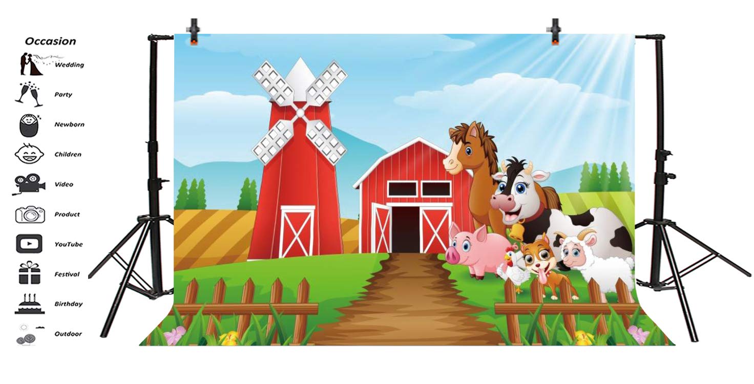 Yeele Yeele 8x6ft Cartoon Farm Pasture Background for Photography Countryside Shed Barn Scenery Livestock Animals Backdrop Rustic Baby Boy Kids Adult Children Portrait Shoots Photo Booth Props Y2WH03998 in use