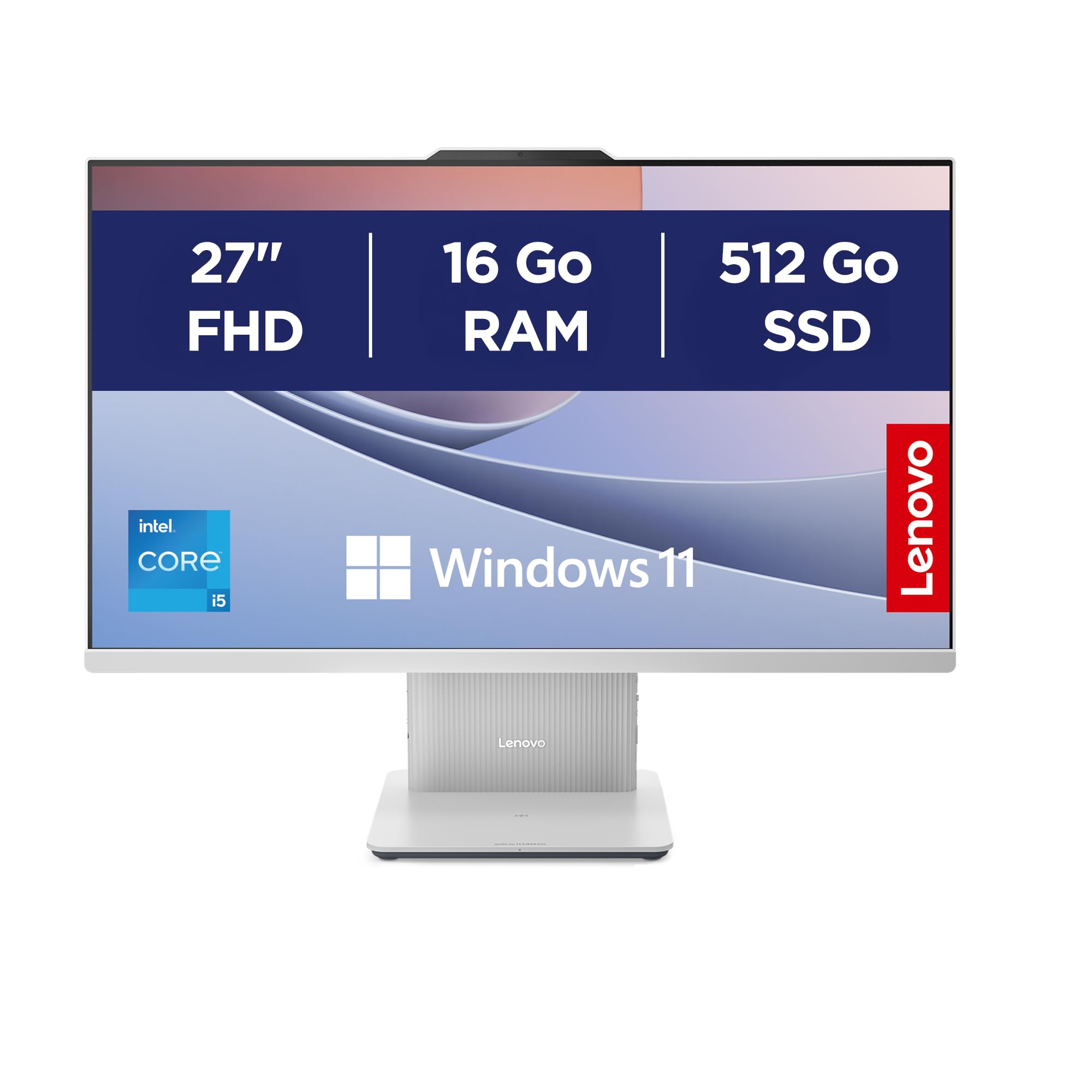 Lenovo IdeaCentre 27IRH9 Ordinateur de Bureau Tout-en-Un Écran 27" FHD, Intel Core 5 210H, 512Go SSD, RAM 16Go, WiFi 6, Windows 11 H, Clavier français et Souris sans Fil