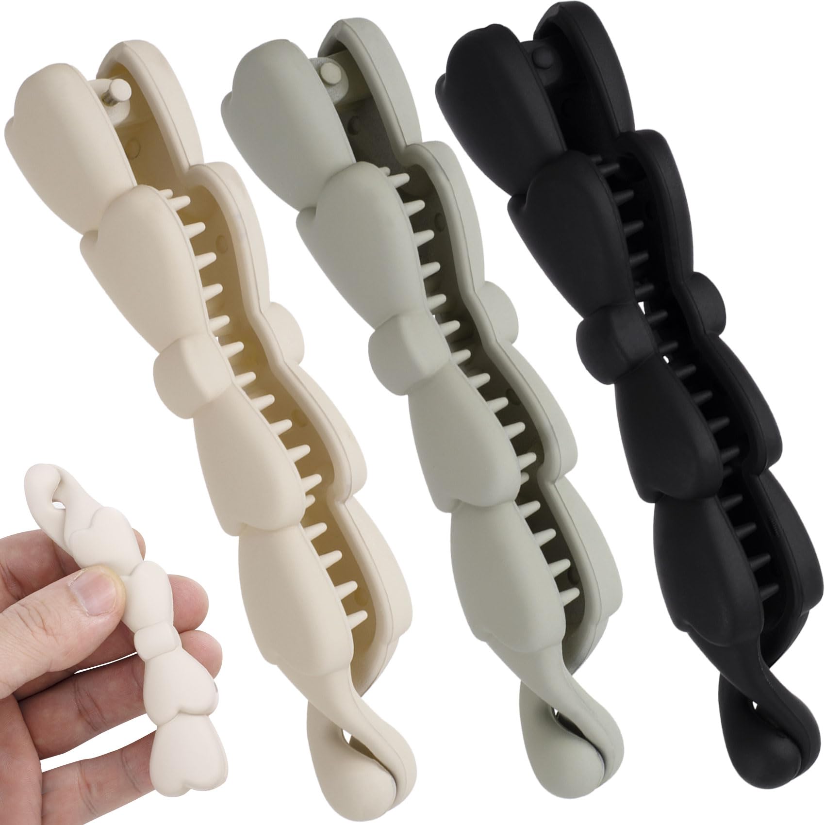 Winsyison 3pcs Banana Hair Clips, Non-Slip Large Hairstyle Claws for Women, Vintage 90 Style Double Combs Hairpin Accessories for Thin Curly Straight