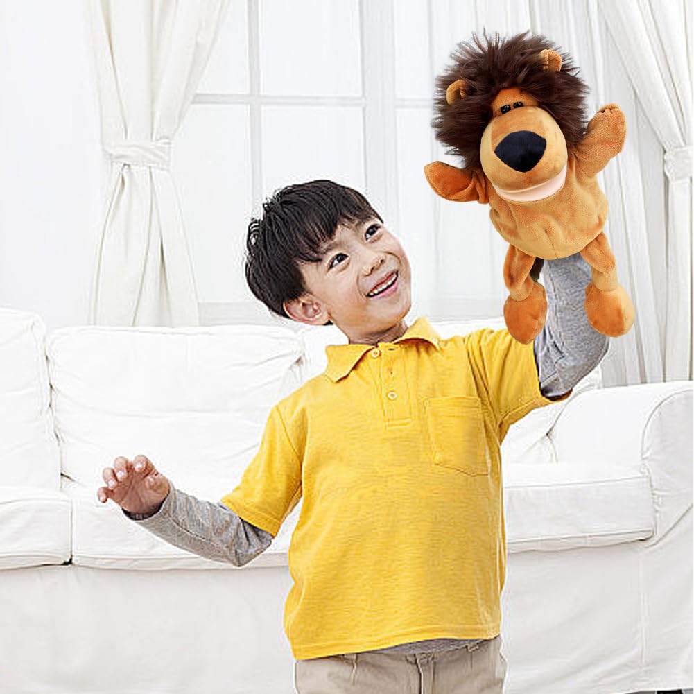 ISAKEN Marionnettes à la main tigre éléphant singe renard chat chien panda jouets doux marionnettes à la main pour théâtres pour enfants, narration et jeux de rôle