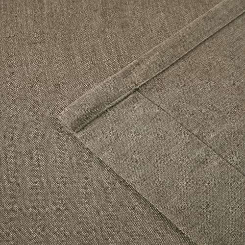 Image of Vision Home Brown Pinch Pleated Semi Sheer Curtains Textured Linen Blended Light Filtering Window Curtains 95 inch for Living Room Bedroom Pinch Pleat Drapes with Hooks 2 Panels 40 inch Wx95 L