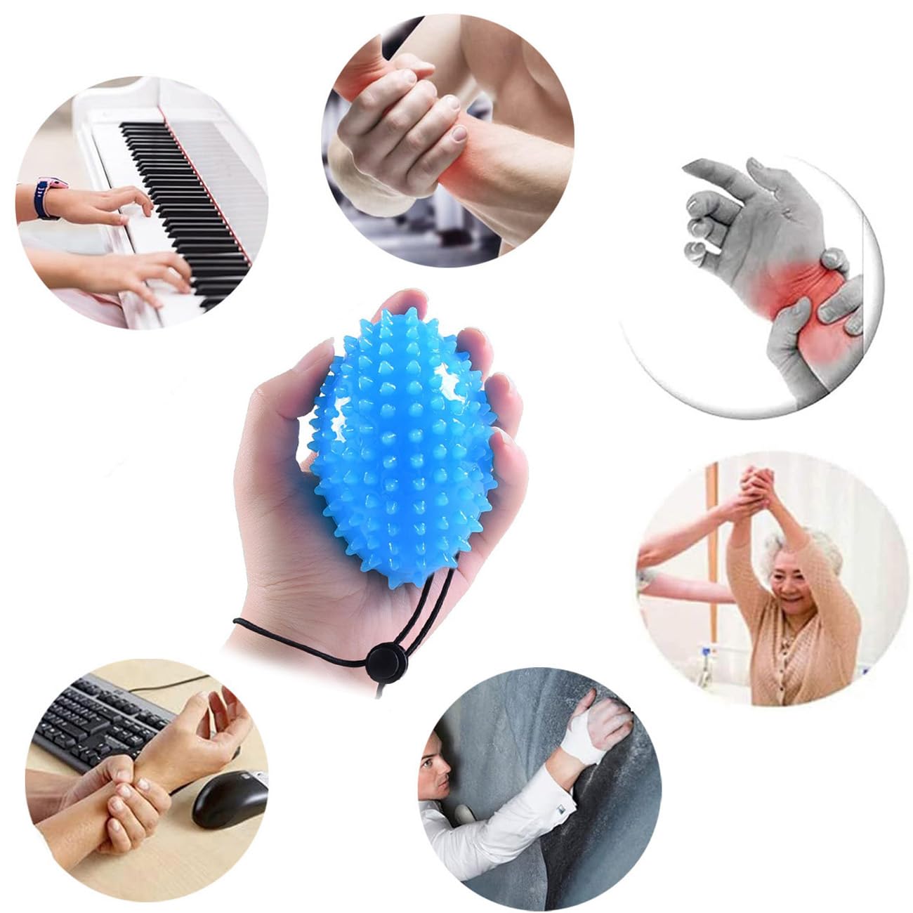 Pelota ejercitadora de mano, bolas para apretar los dedos, fortalecedor de agarre, bola de alivio del estrés para mejorar la flexibilidad, aliviar dedos y muñecas, para rehabilitación, artritis, túnel