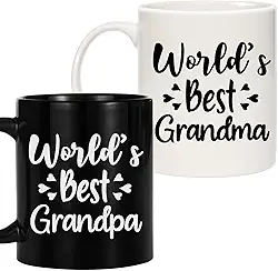 Breezy Valley Canecas para avós e avós, presentes de Natal de netos e netos - melhores presentes de vovó do mundo, presente de Natal para avós, conjunto de canecas de café