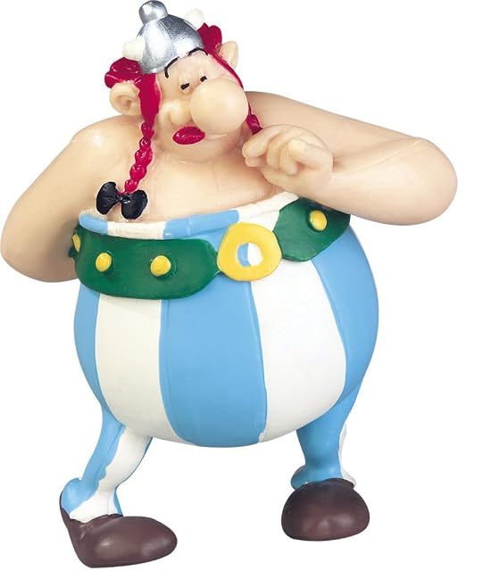 Plastoy Astérix Figurita Obélix enamorado con ramo de flores - Resina - 7 cm