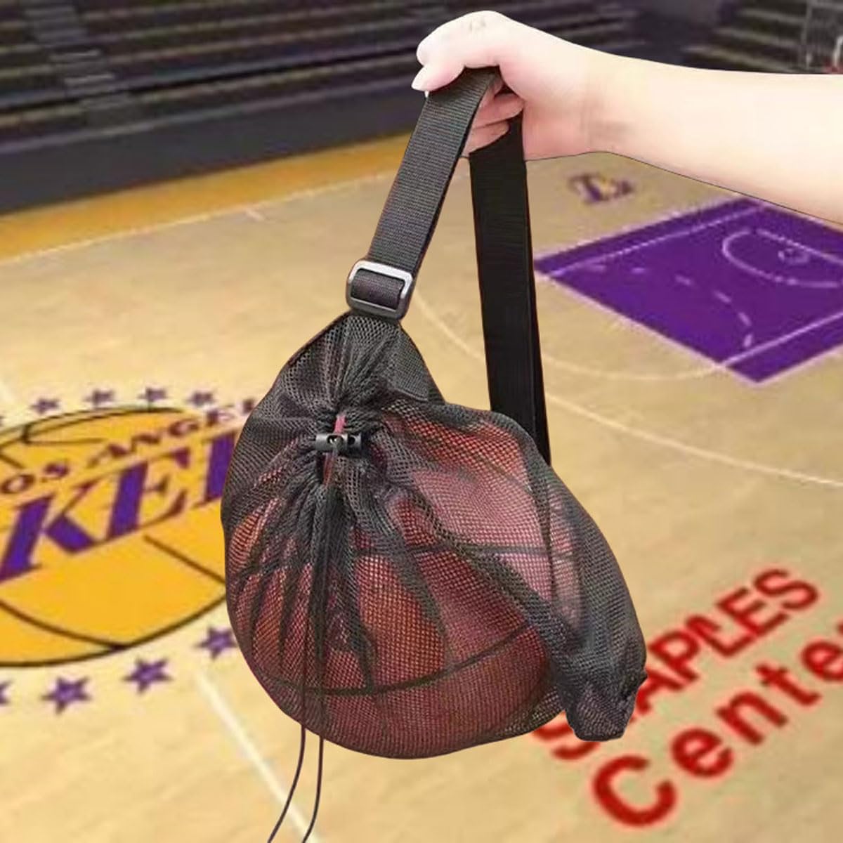 MINZHI Lot de 2 Sacs de Basket-Ball Portables - Sac à Dos et Sac en Filet pour le Transport de Ballons