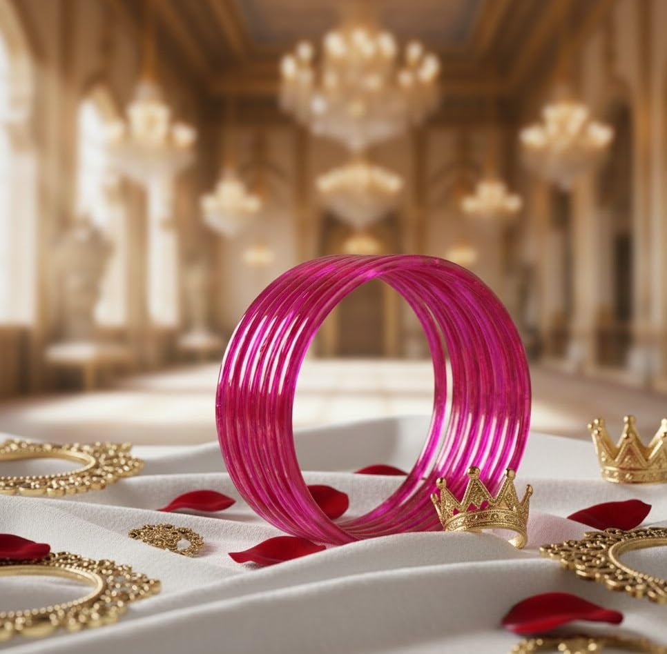 Image of ZULKA Designer Plain Glossy Glass Kada Set For Women & Girls With Diamond Cut Design | Fancy Designer Glass Bangles | Traditional Chudi | Kanch Ki Churi | Stylish Glass Kada For Wedding - Set Of 8