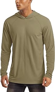 MAGCOMSEN Men's Hooded UPF 50+ Sun Protection T Shirts Long Sleeve Athletic Fishing Shirts Rash Guards