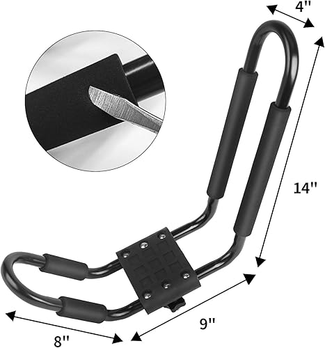 Miniatura 5 de XCAR Juego de 2 pares de soportes universales para kayak, canoa y automóvil, portaequipajes con 4 correas para tabla Suif, kayak, canoa, SUP