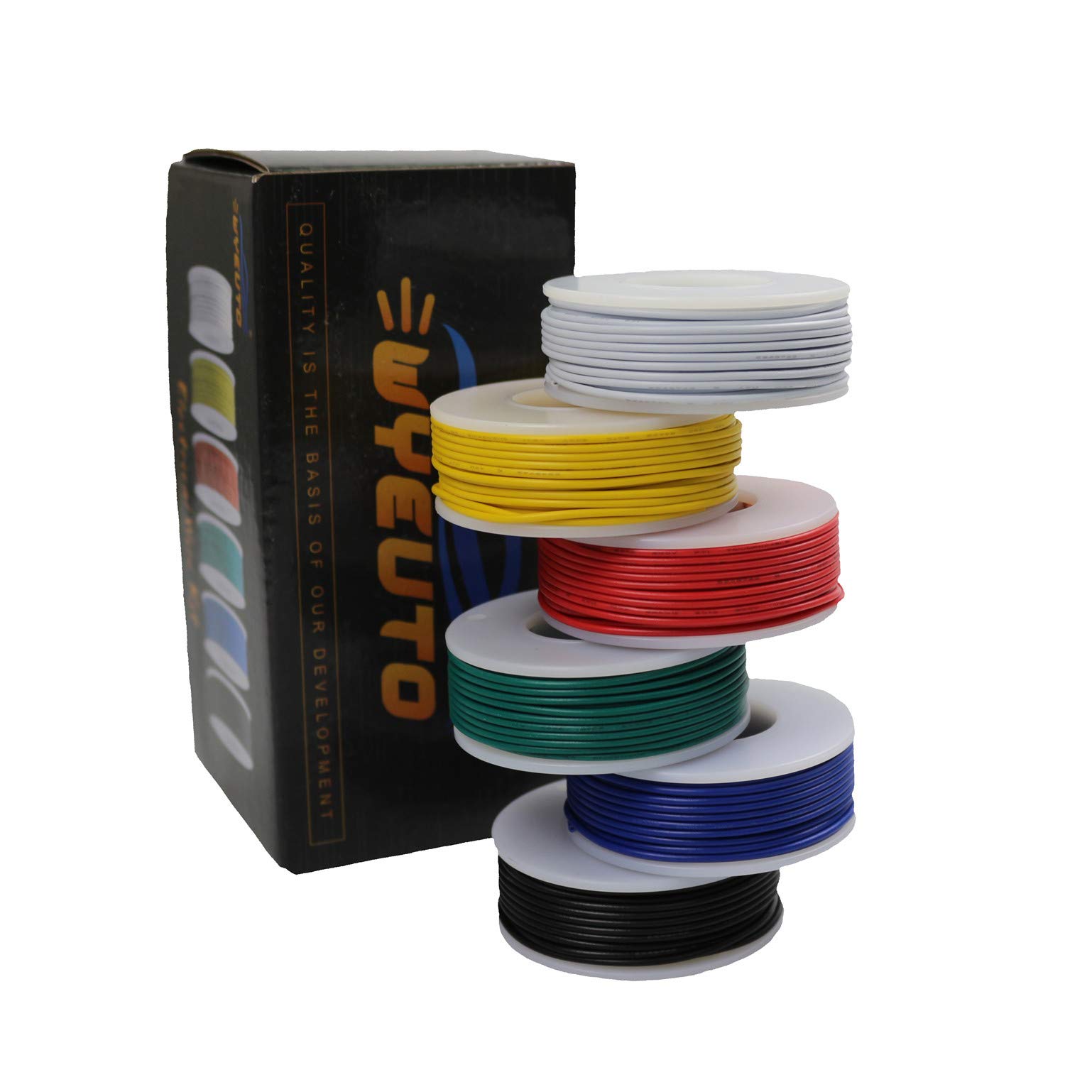 26awg Stranded Wire Core Hook up Wires-6 Different Colored Jumper Wire 32.8ft or 10m Each,26 Gauge Tinned Copper Wire PVC (OD: 1.3mm) Hook up Wire Kit