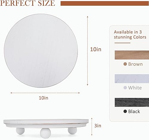 Vista 11 de Defined Deco Mini elevadores para exhibición, elevadores de madera para decoración, pedestales redondos pequeños de 5 pies (juego de 2, blanco)