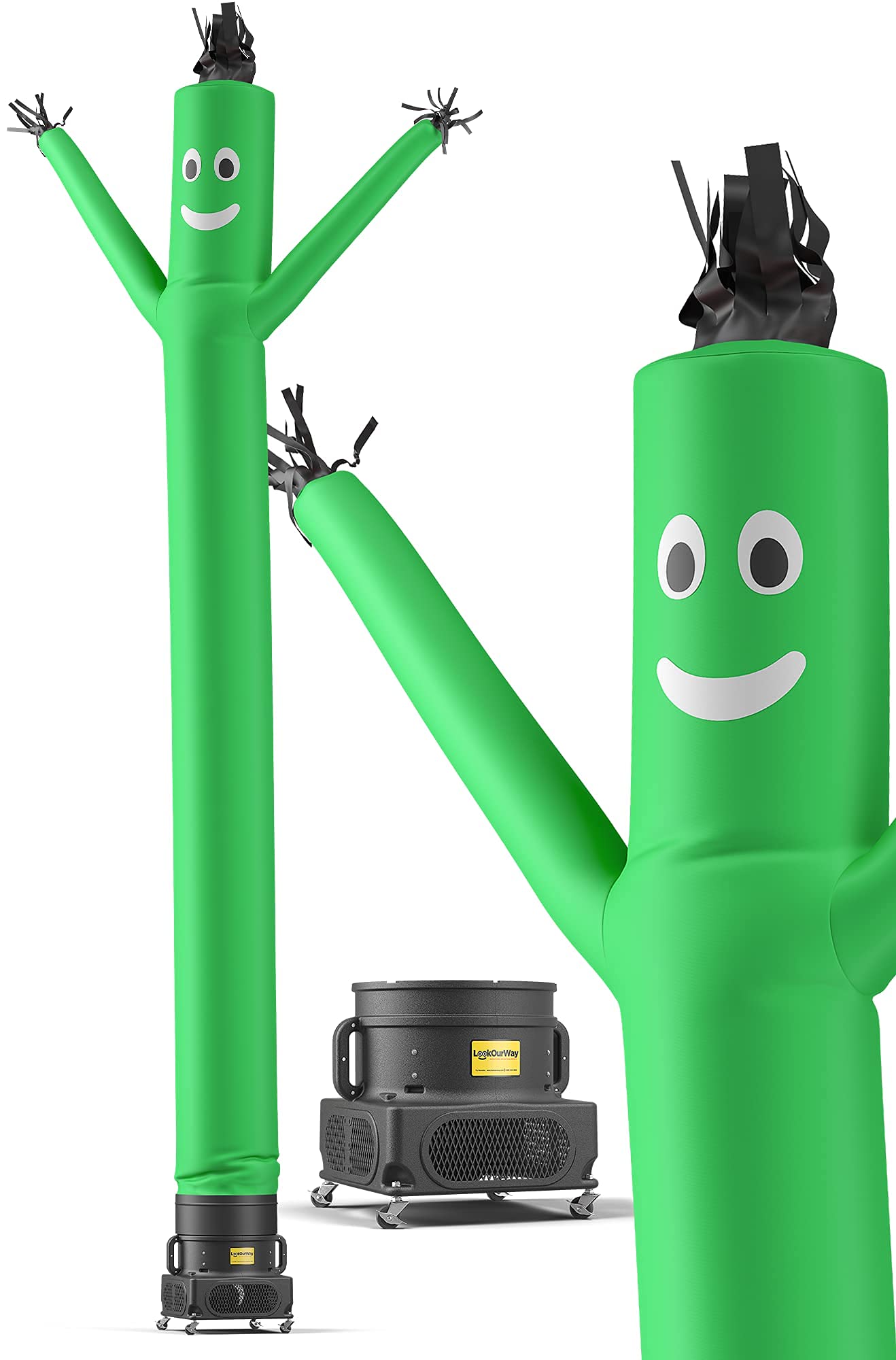 LookOurWayAir Dancers Wacky Waving Inflatable Tube Guy Set - 20 Feet Tall Inflatable Puppet Dancer Tube Man with Sky Dancer Blower - Green