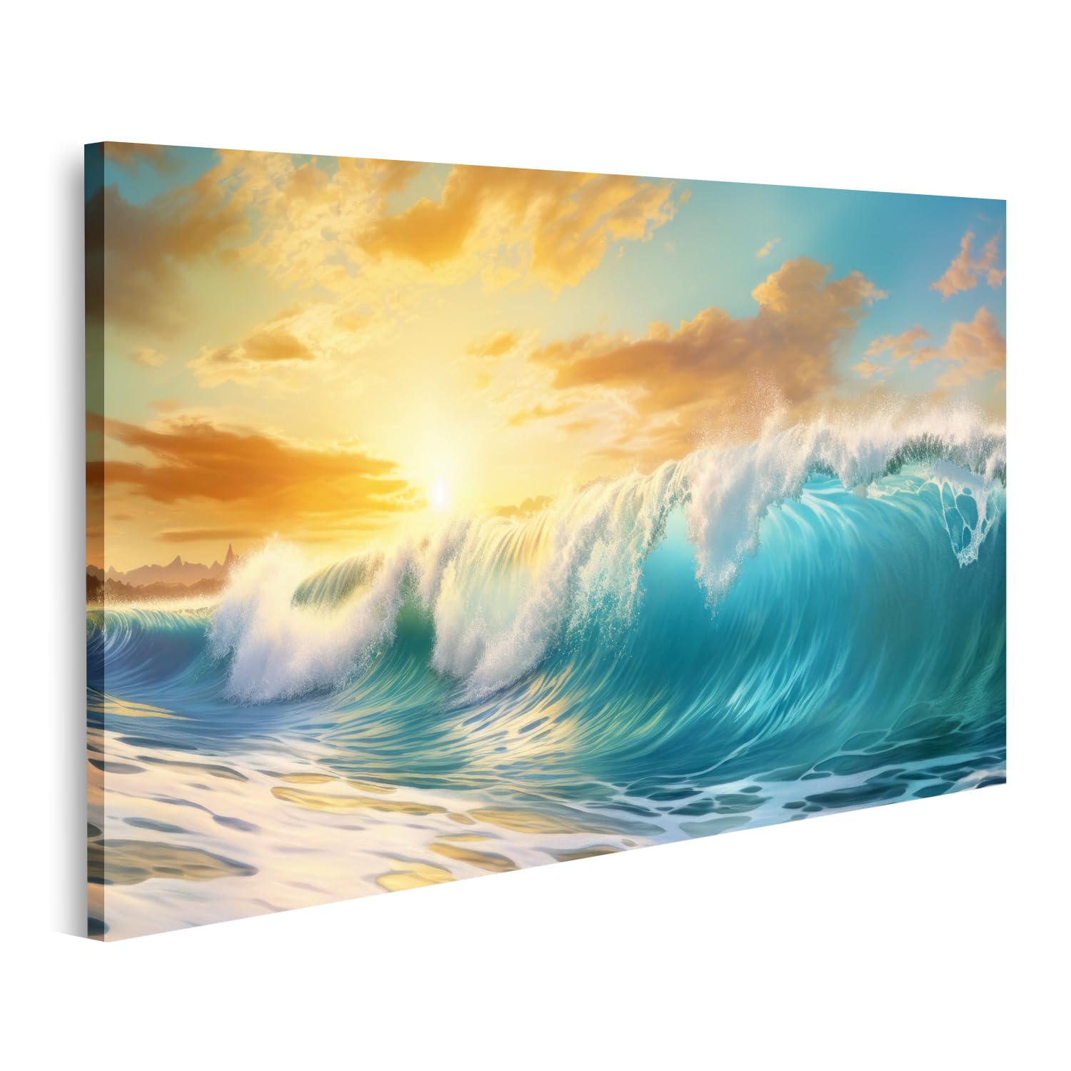 Islandburner Leinwandbild Höhle Mykene – Panorama Wandbild 120x40cm, Hochwertige Qualität Made In Germany