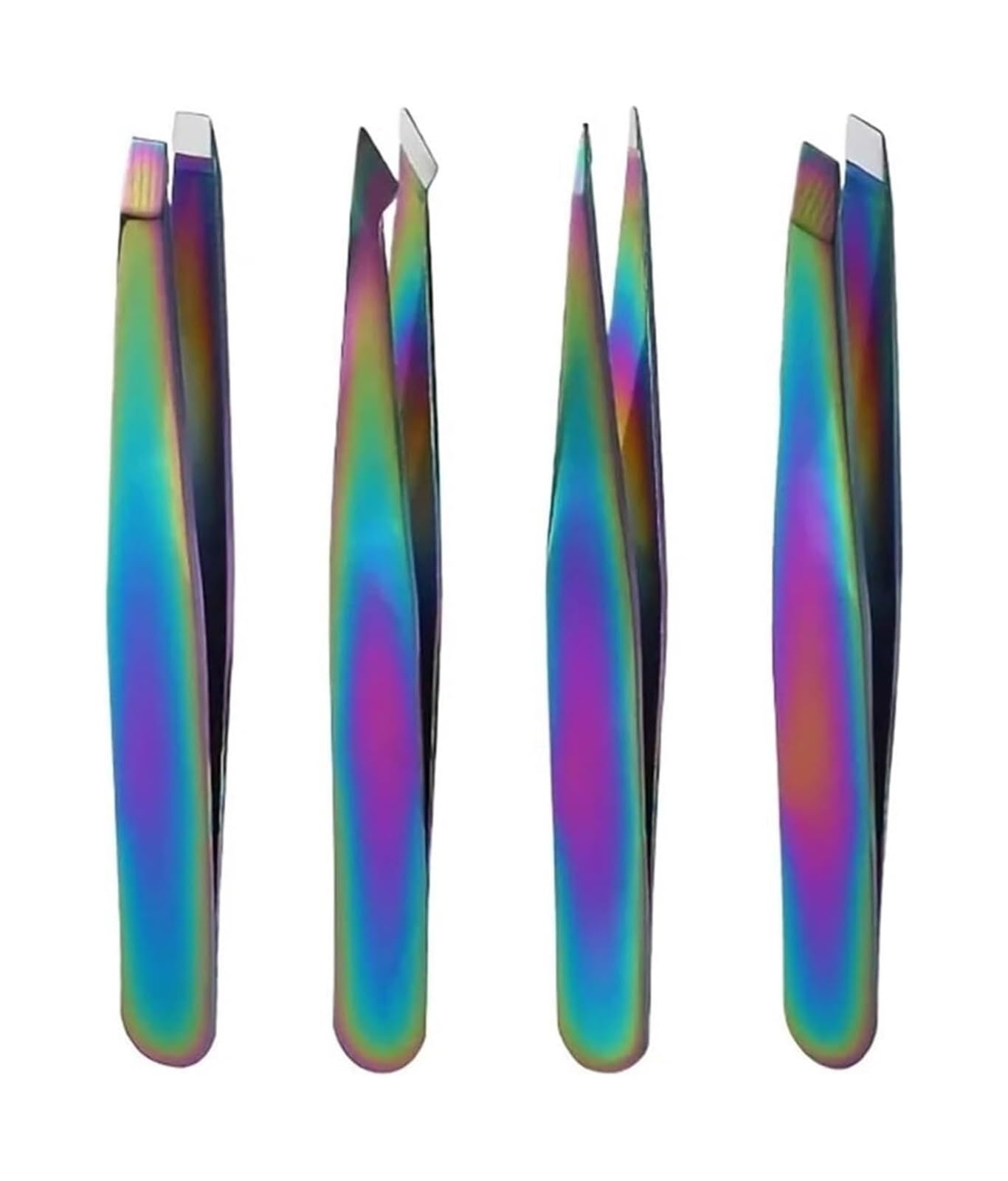 Volure Colorful 4 Pcs Set Stainless Steel Eyebrow Tweezers