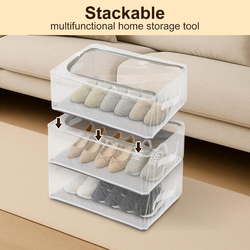 Image of DecorTwist Large Under Bed Storage Box Pack of 1| Heavy-Duty Foldable Organiser with Thick PVC Transparent Cover | Dustproof Storage for Clothes, Shoes, Quilts & Blankets | Home Organizer