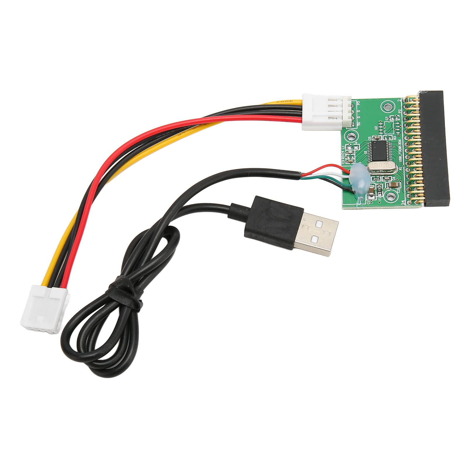 Denash Connecteur de Lecteur de Disquette 1,44 Mo 3,5 Pouces, Adaptateur de Câble 34 Broches vers USB, Matériau PCB Plug and Play, Pratique et Léger pour Carte Mère