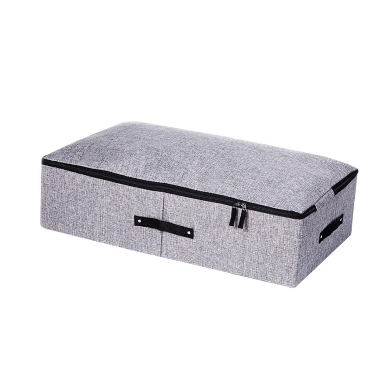 Caja de Almacenamiento Plegable bajo Cama Algodón y Lino Organizador Resistente para Ropa Contenedor Gris Oscuro con Cremallera para Orden y Almacenaje Doméstico