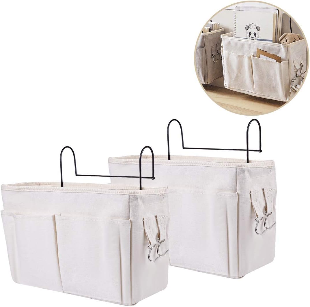 FenglinTechBedside Caddy, 2PCS Bedside Storage Organizer Hanging Bag for Bunk Bed, Hospital Bed Rails, Baby Bed, Camp