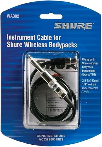 Miniatura 3 de Shure WA302 Cable de instrumento de 2 ', mini conector de 4 pines (TA4F) a conector de 1/4"