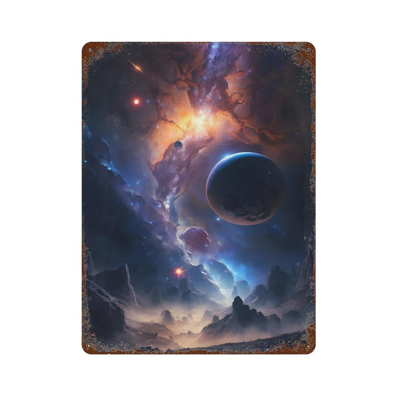 Mysterious Universe Rust Effect Tin Sign 15.7"x11.8", Novelty Wall Decor for Garage, Pub Or Kitchen