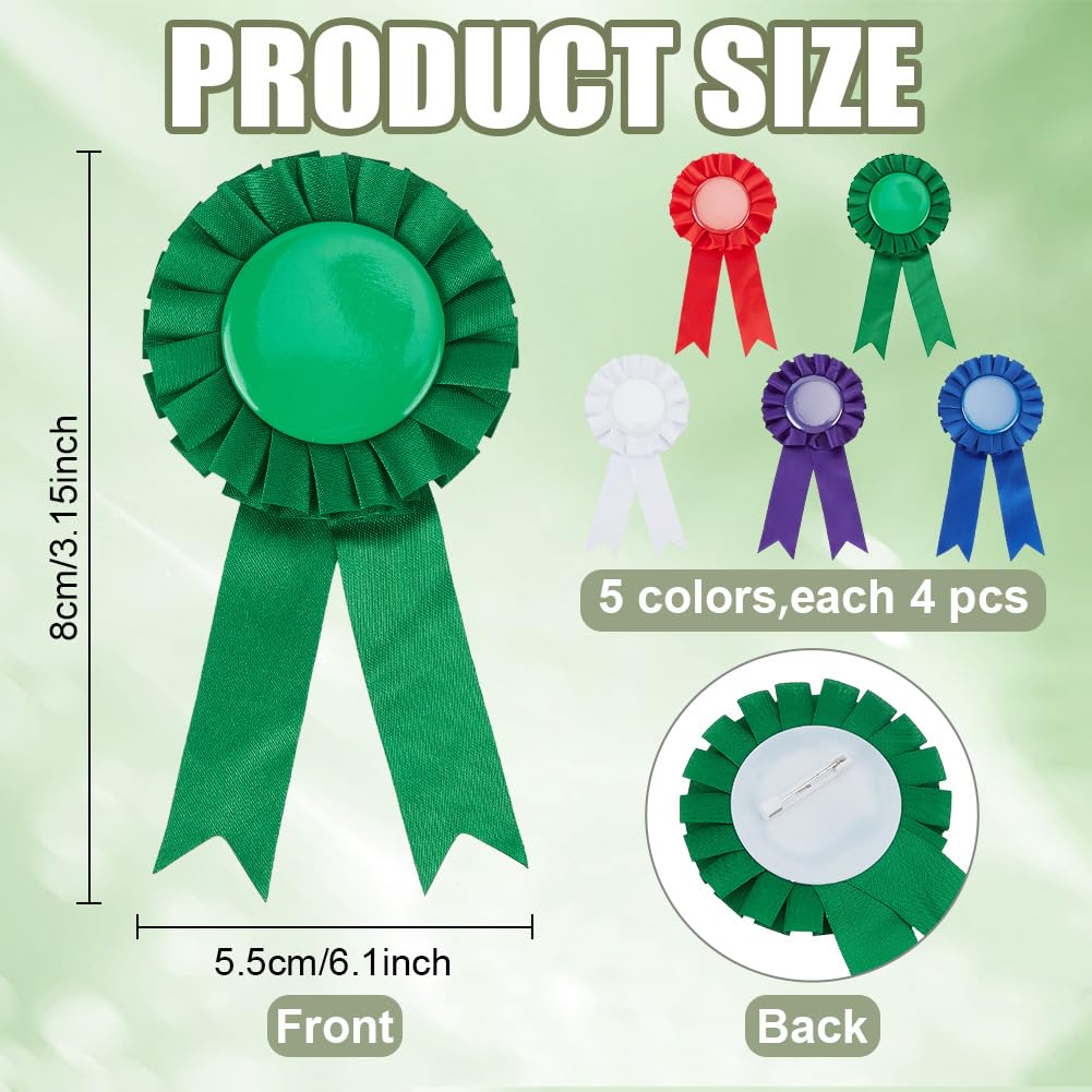 BEUNITONE 20Pcs Blank Award Prize Ribbons 1st 2nd 3rd Place Ribbon Medals, Winner Victory Recognition Participation Rosette Ribbon Medals for Competition Sport Event, School, Contest, DIY Accessory - Image 2