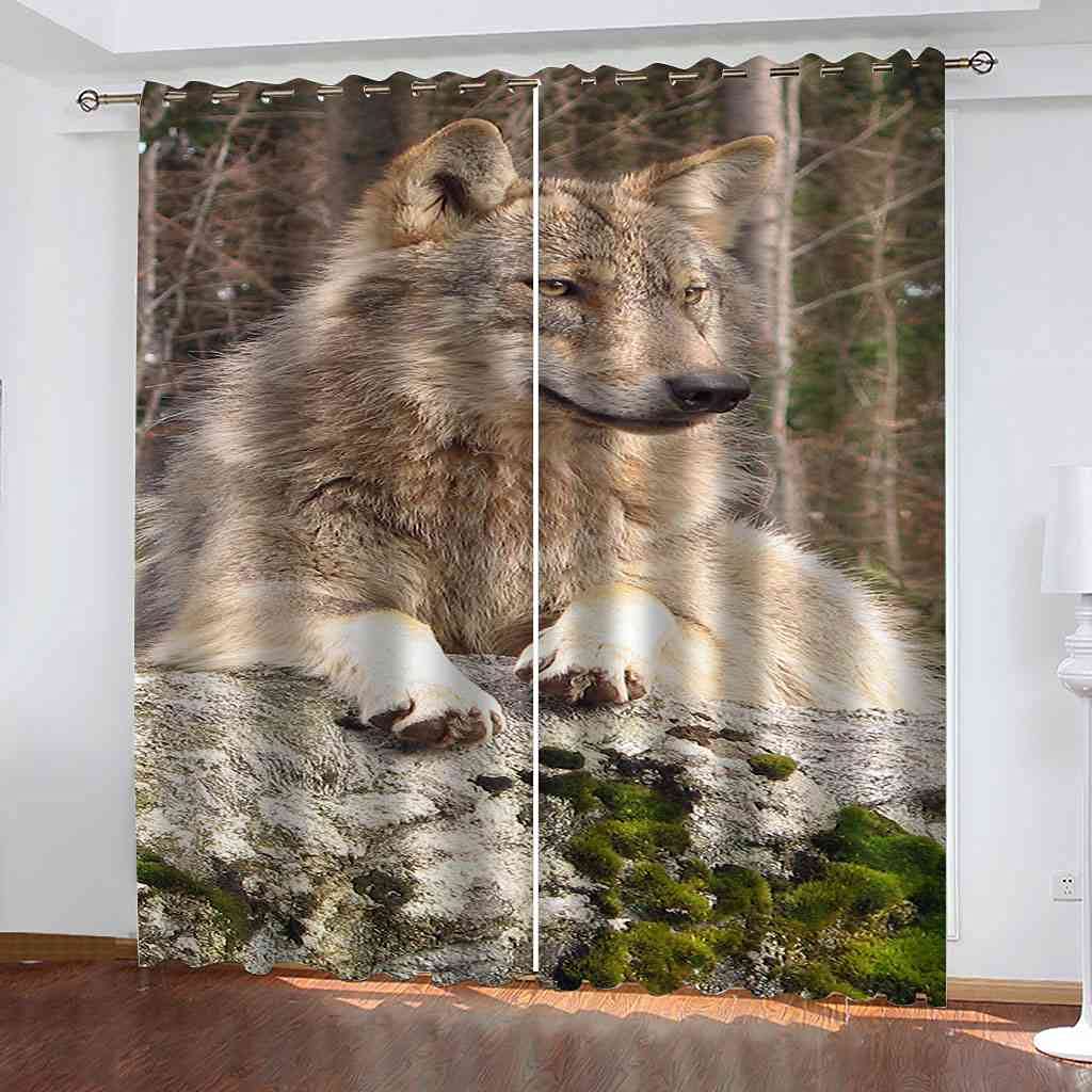 Rideau salon loup de la jungle pour décorer une cuisine ou une chambre d'enfants