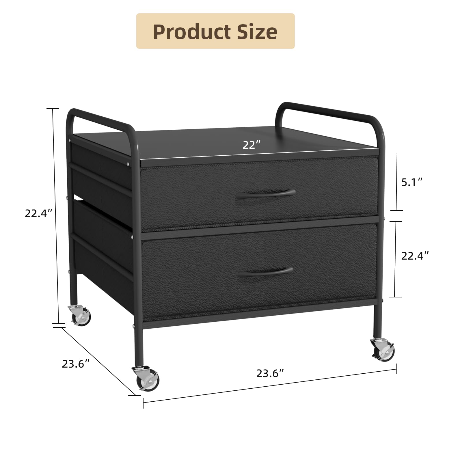 VOWNER Mini Fridge Stand with Storage, Heavy Duty Beverage Refrigerator Stand with 2 Fabric Drawer, Fridge Cart with 4 Lockable Metal Wheels, 220LBS Capacity 22