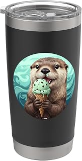 CUTE AND SWEET OTTER EATS STRACCIATELLA ICE CREAM Stainless Steel Insulated Tumbler