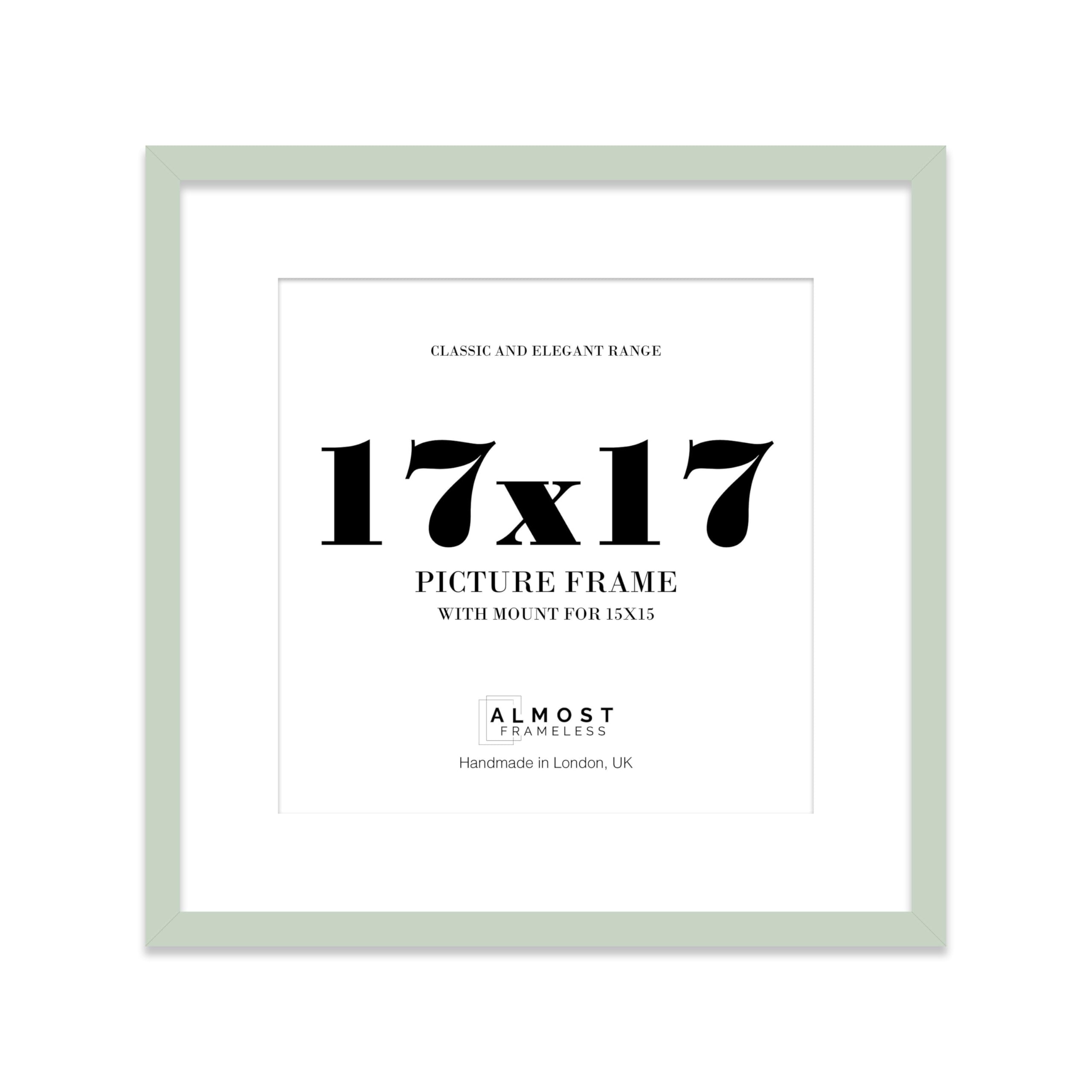 17x17 Mint Green Picture Frame with Mount for 15x15 Photos, Prints - Modern Square Wall Frame, 1 Pack