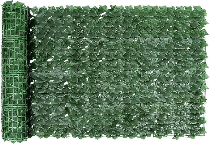 Valla de hiedra artificial, rollo de setos de hojas verdes de 3 m x 1,5 m para protección de jardín y uso al aire libre (hojas de camote)