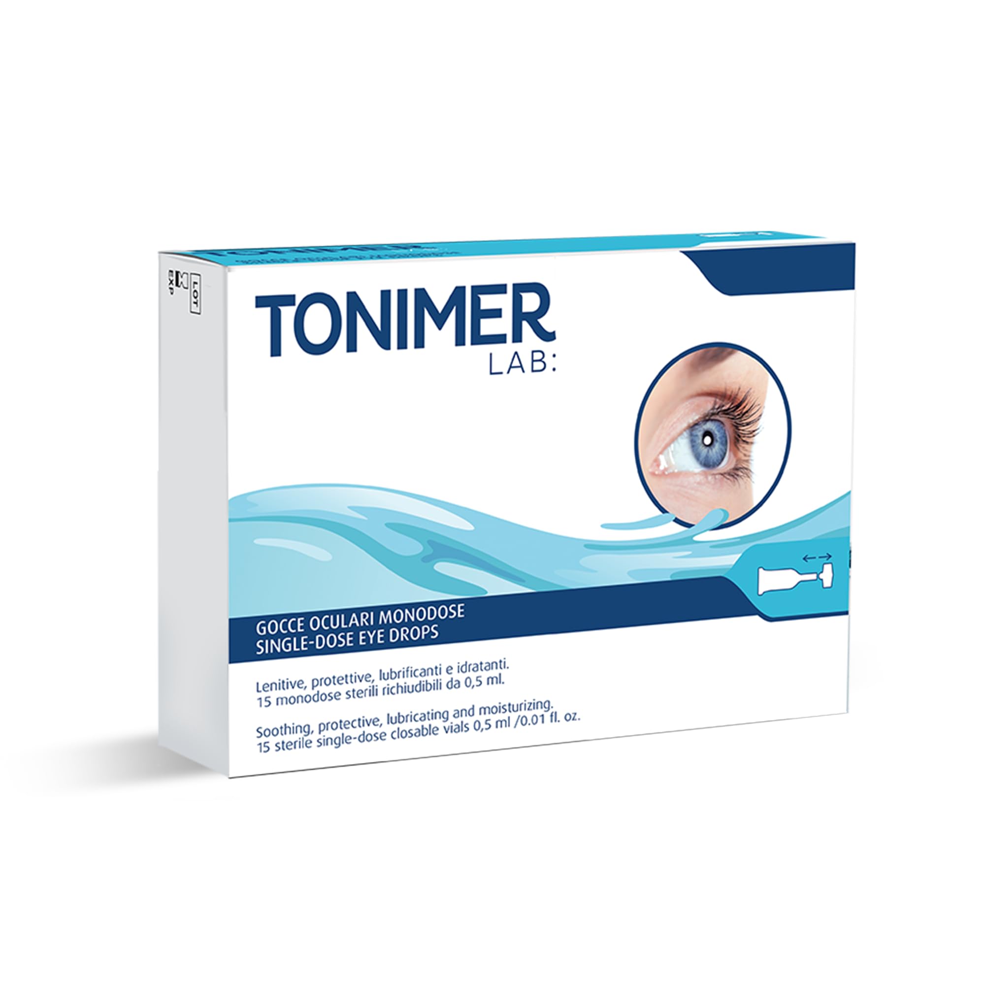 Tonimer Lab Gocce Oculari 15X0,​5ML – Lenitive, Protettive e Rinfrescanti – Sollievo da Irritazione e Arrossamento – Con Sodio Ialuronato, Acque distillate e Acqua di Mare