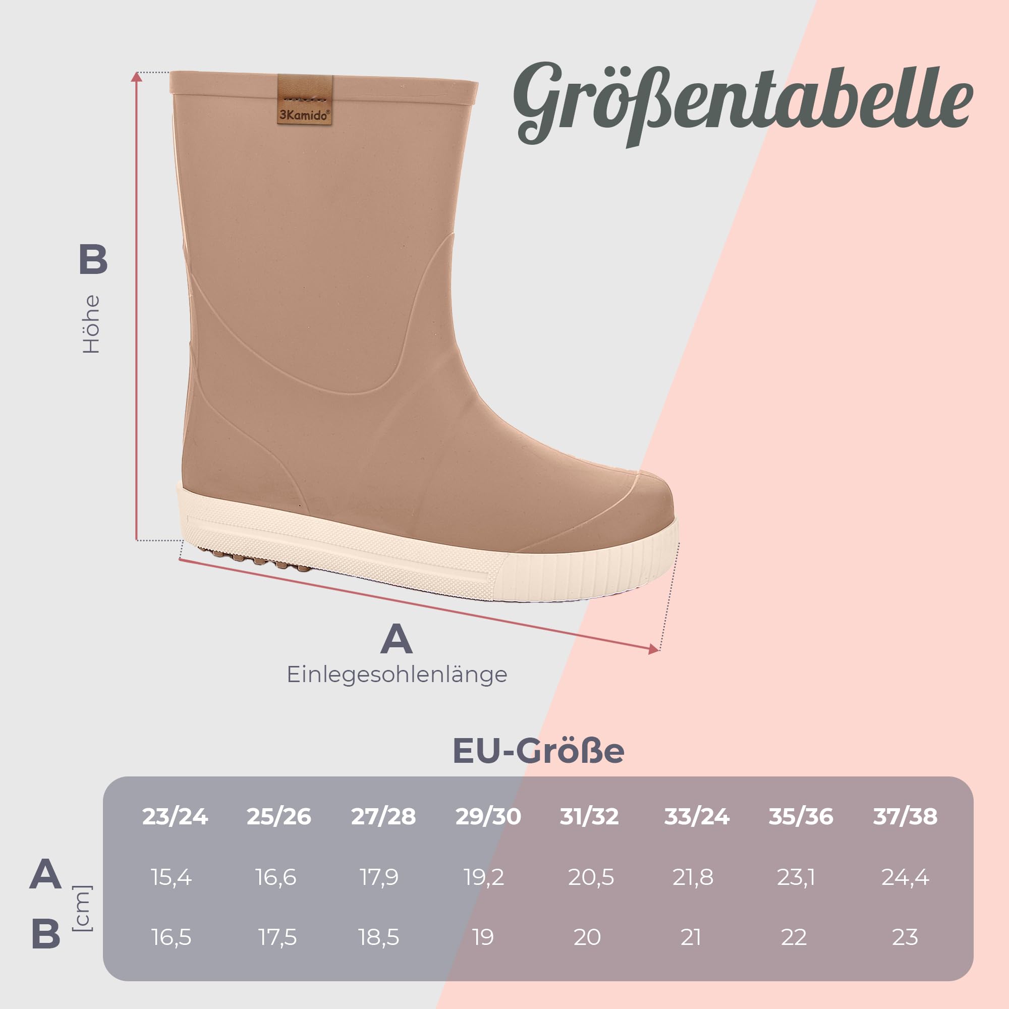 GoStyle Gummistiefel - sehr stylische und elegante Kindergummistiefel, komfortabel und modisch, mit 3M Reflektorband, antibakterieller Innensohle und rutschfester Sohle