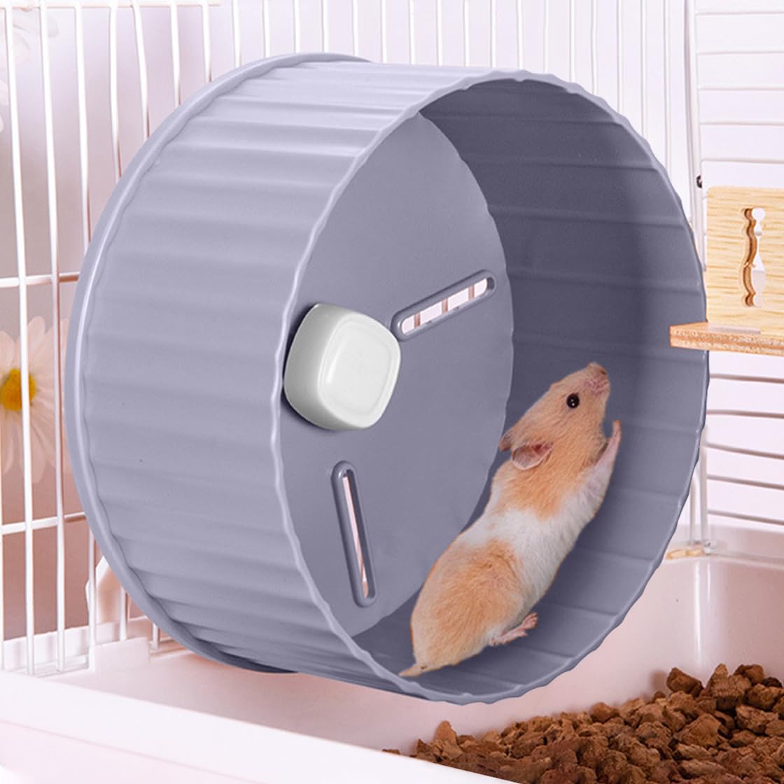 Ruota Criceto per l’Esercizio, Ruota da Corsa Silenziosa, Giocattoli per Criceti,Accessori Giochi Criceto,Silent Hamster Exercise Wheel per Porcellini d'India, Criceti Russi (grigio)