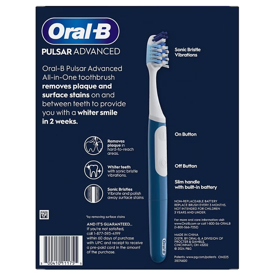 Oral-B Pulsar Advanced - Cepillo de dientes suave todo en uno (1 unidad (paquete de 4))