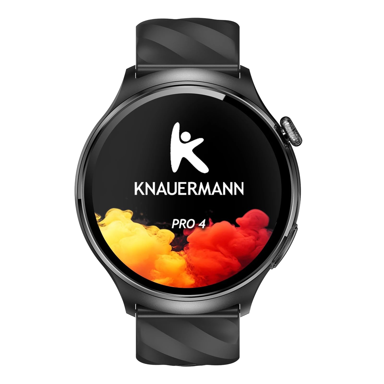 Knauermann PRO 4 EKG zegarek zdrowotny z funkcją telefonu – smartwatch w kolorze czarnym – puls, ciśnienie krwi, HRV, analiza snu – dla kobiet i mężczyzn – silikonowy pasek czarny