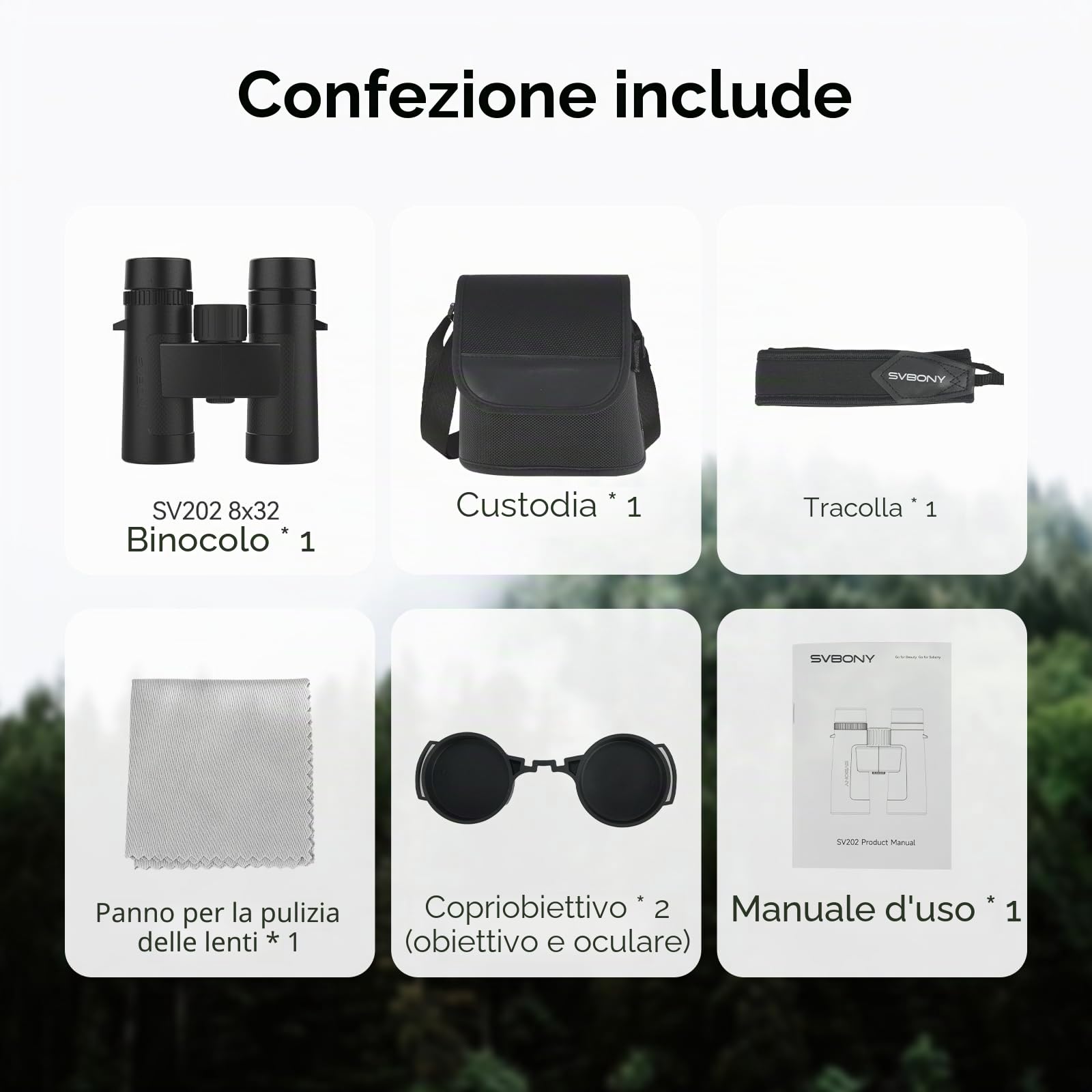 Svbony SV202 Upgraded Binocolo, 8x32 ED Binocolo Professionale, Compatto Impermeabile & Anti-appannamento Prisma BAK4 con Phase Coating per Birdwatching