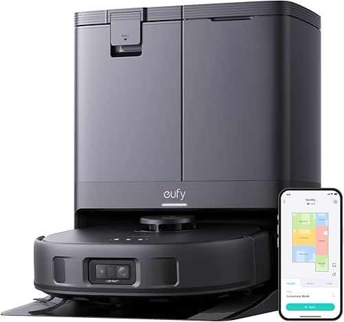 eufy X10 Pro Omni - Robot aspirador y trapeador, succión de 8,000 Pa, elevación automática y detección de alfombras, evita obstáculos, lavado y