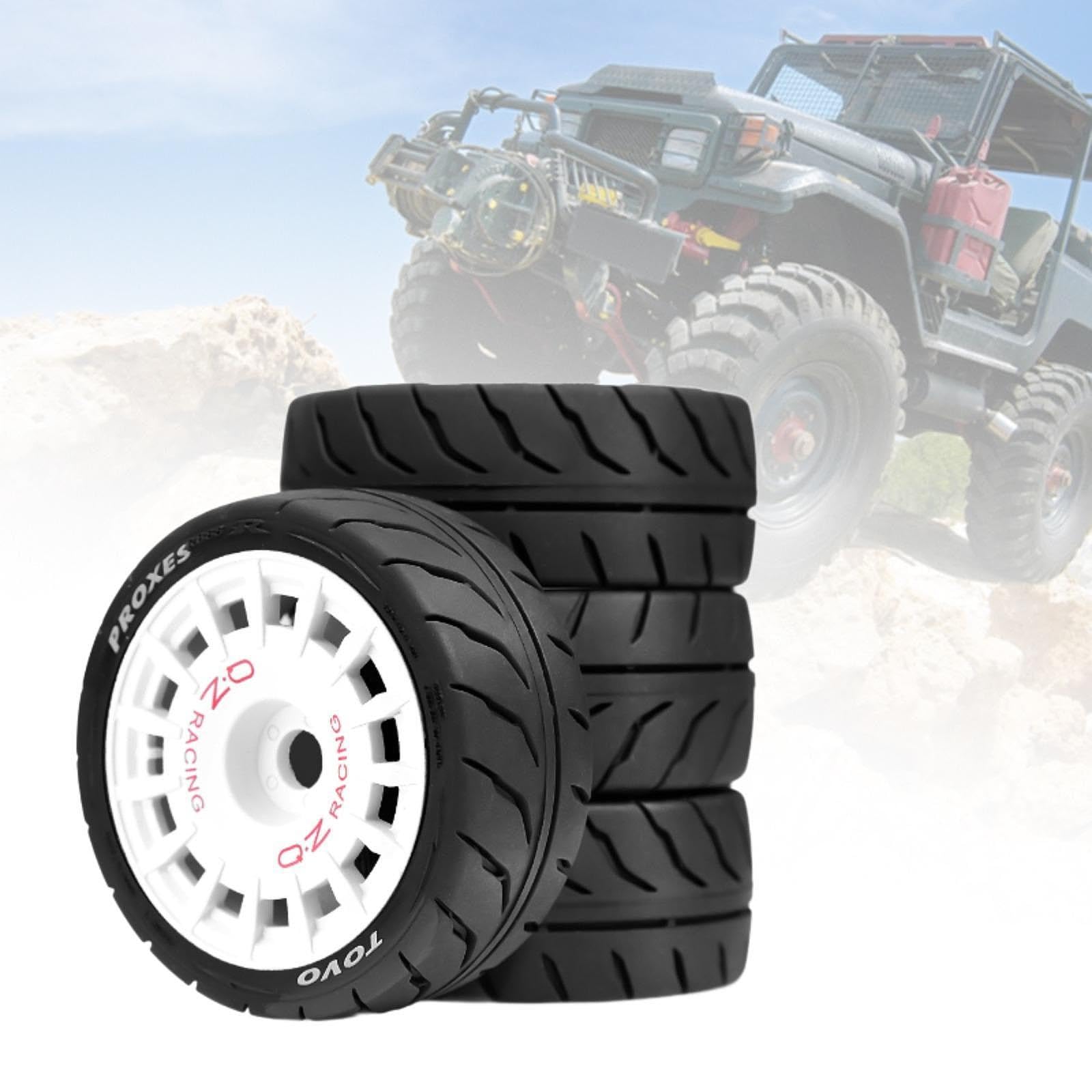 Gomme per Auto RC 4 Pezzi Gomme da Rally per Modelli 1/10 Scalo Materiale PP Resistente Adatto per Gare Fuoristrada E Terreni Accidentati, Bianco