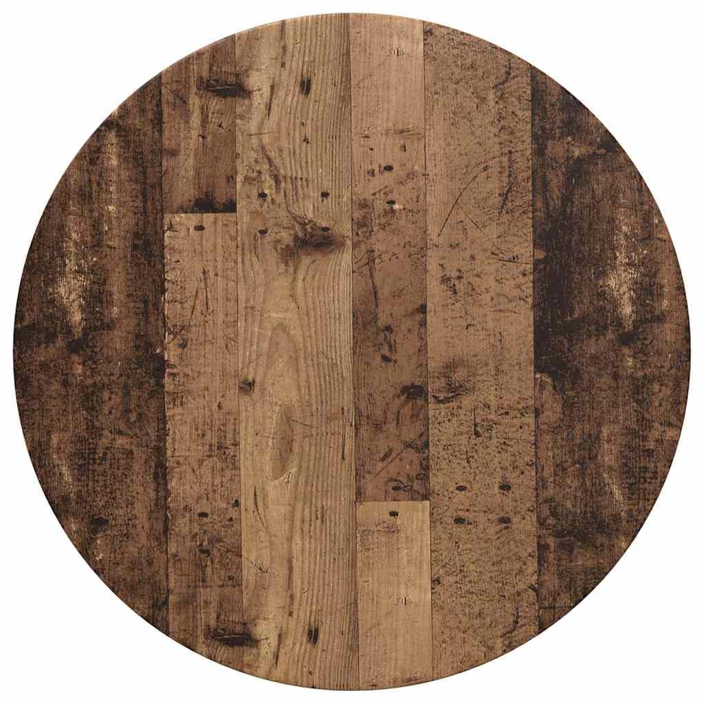 Plateau de table rond pour l'extérieur - Aspect bois recyclé - Résistant aux intempéries - 1,5 cm d'épaisseur - Design moderne et durable - Plateau de table de jardin de rechange pour terrasse