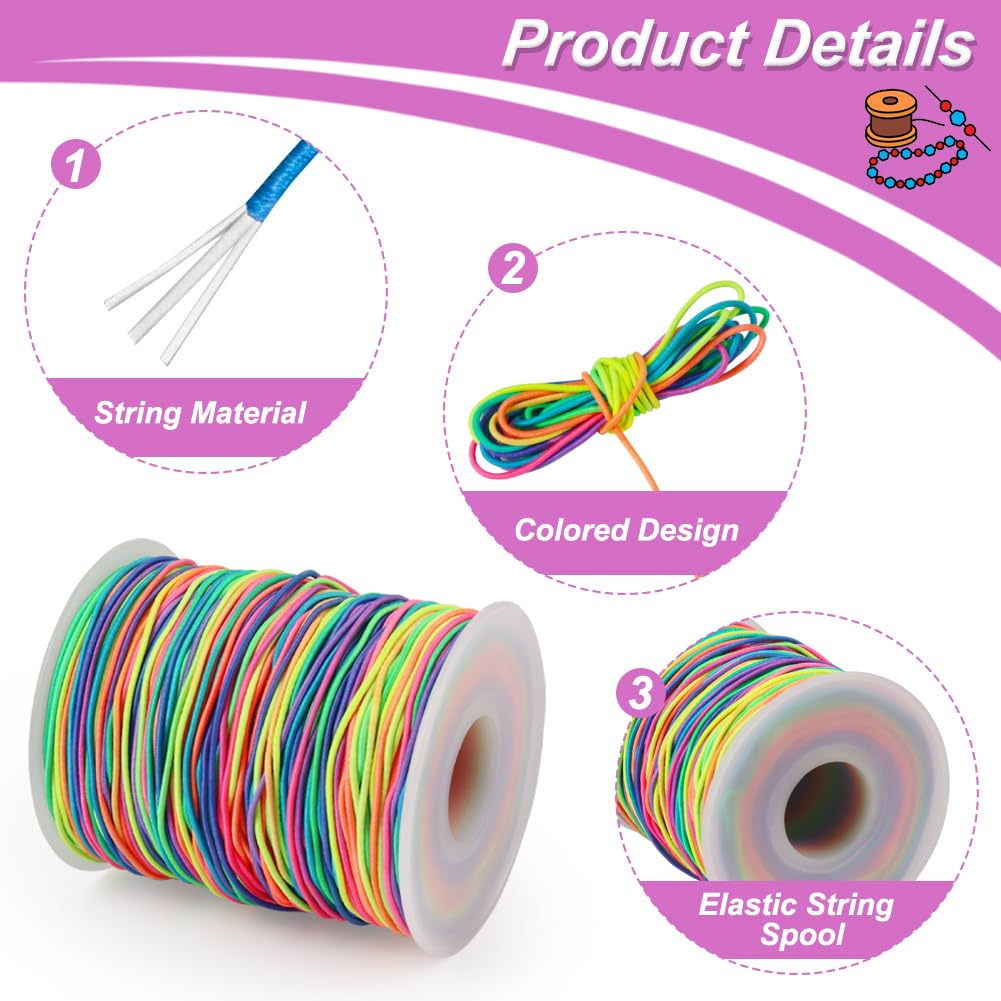 Vivifying 200M Bracelet String, 1mm Elastic for Bracelet Making Elastic Cord for Jewelry Necklace Making and DIY (Rainbow) - Image 3