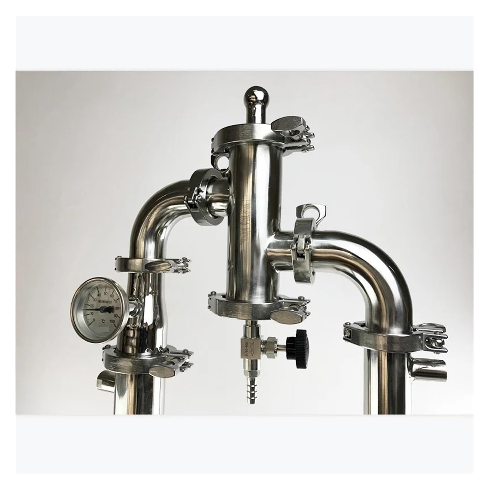 destilador de Flauta Columna de destilación Sanitaria de 2" (51 mm) de diámetro Exterior 64, Torre de reflujo combinada con Columna de destilación de 5 Pisos de 2"(Set B)
