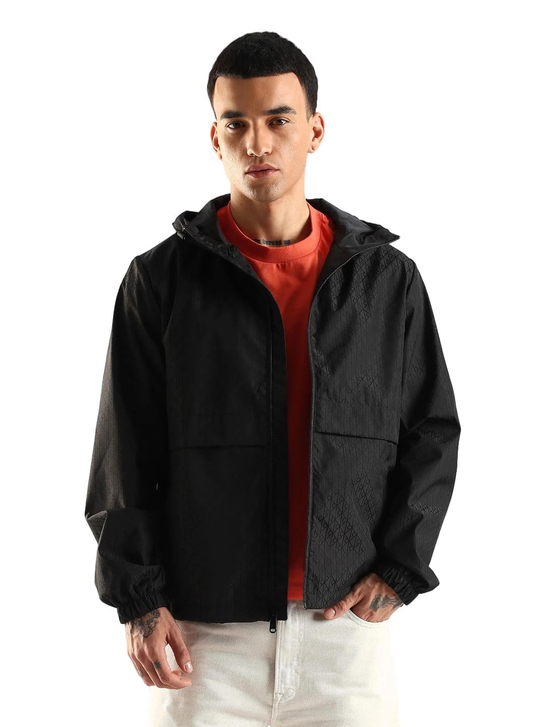 Embroidered logo regular fit polyester jacket-image-30