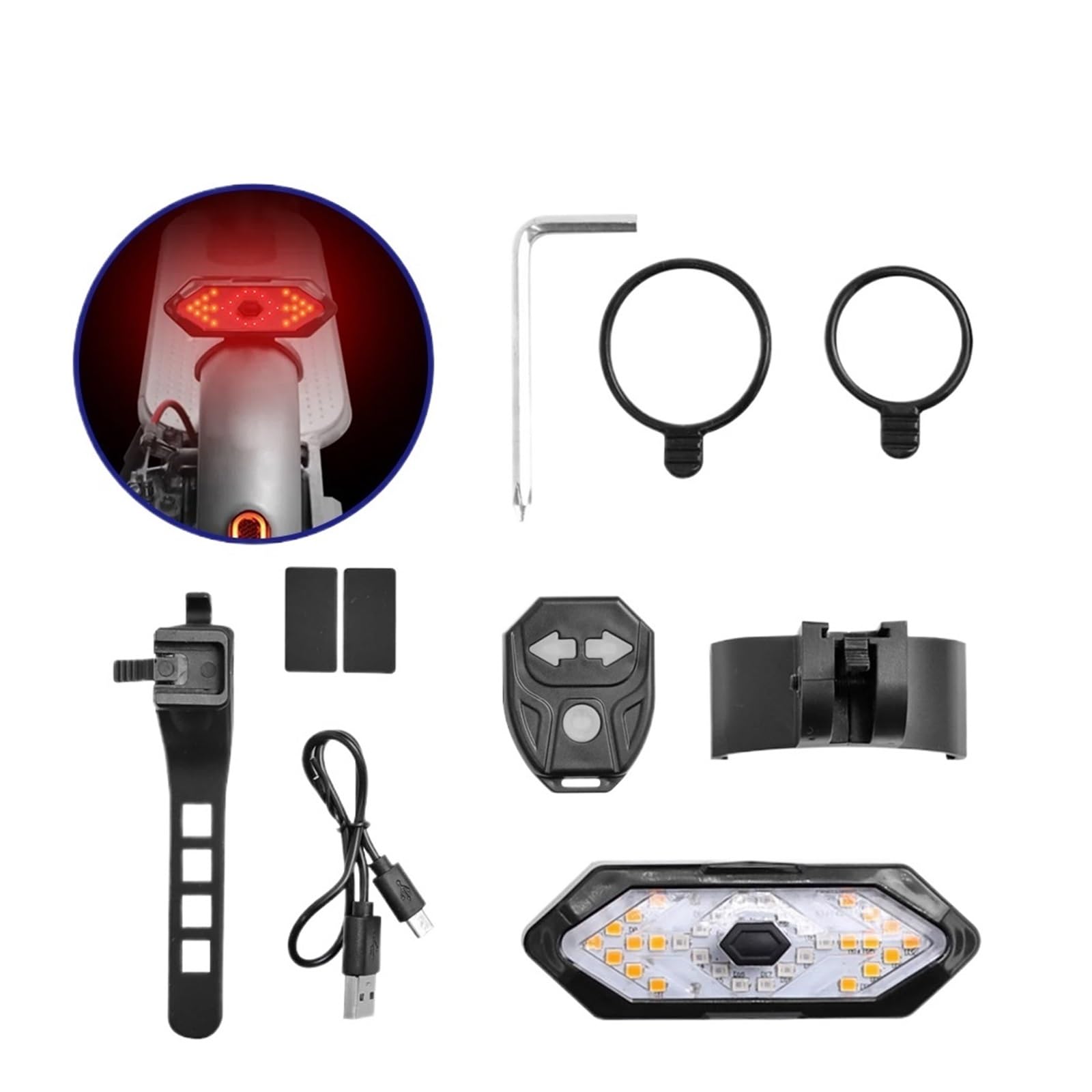 Lámpara de señal de Giro Compatible con Xiaomi M365 Pro 1S Pro2 Compatible con MI3 Scooter eléctrico Luz Trasera USB Recargable Accesorios de luz inalámbricos Inteligentes(Color:Style 2)