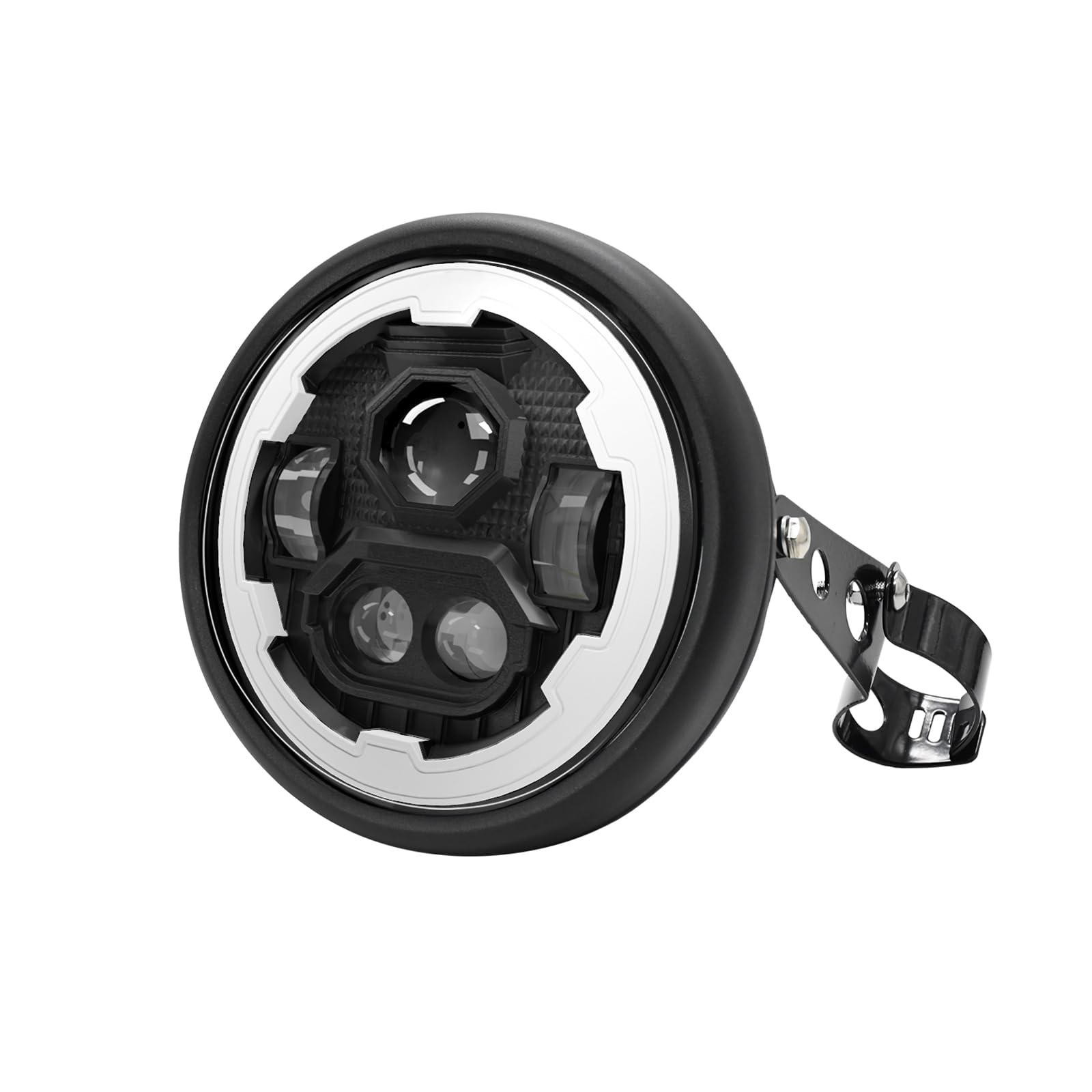 Shkalacar Reflektory samochodowe LED do motocykli, 7" LED, przednie reflektory motocyklowe z wiadrem obudowy i kierunkowskazy wiązki górnej/niskiej, narożne oczy DRL, okrągły reflektor LED