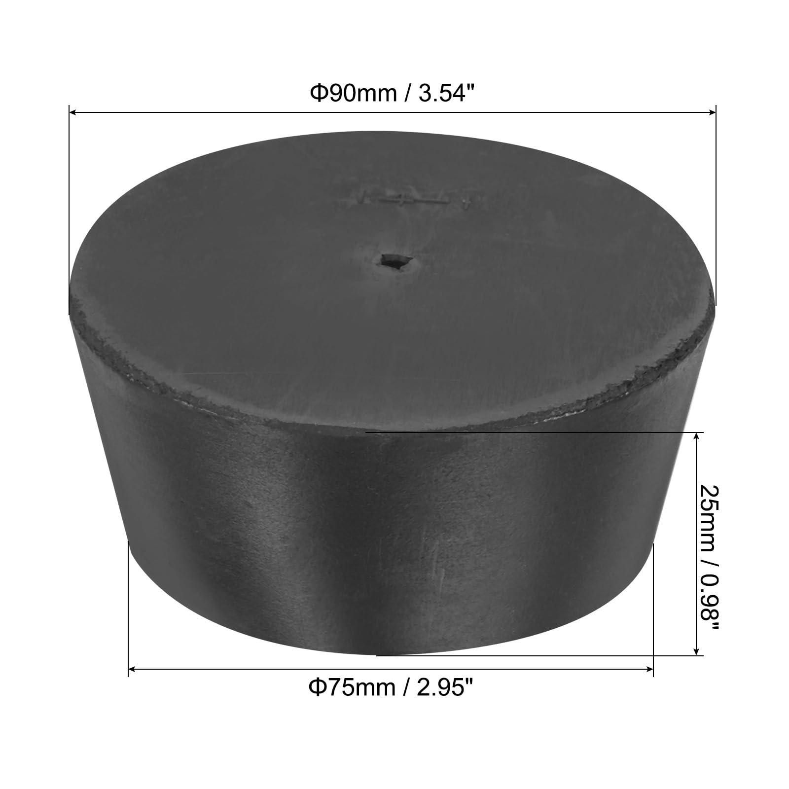 QUARKZMAN Bouchon Conique En Caoutchouc 75mm à 90mm Bouchons Solides Pour Tubes À Essai Avec Trou Noir Pour Laboratoire 6 Pièces