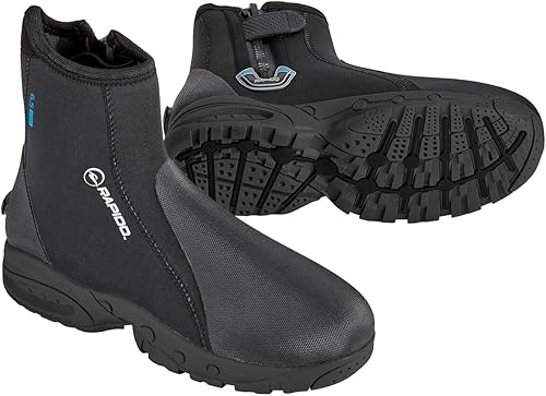Phantom Aquatics Rapido Boutique Collection Propel - Botas de neopreno de 0.236 in con cremallera y suela dura, botas de pesca para buceo, suela de